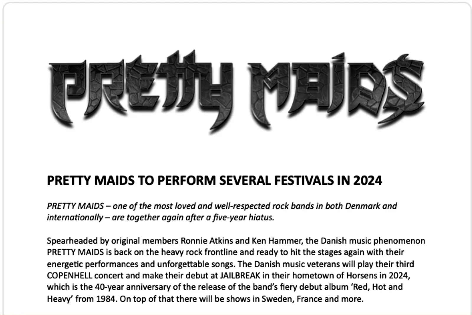 Pressefoto af Pretty Maids